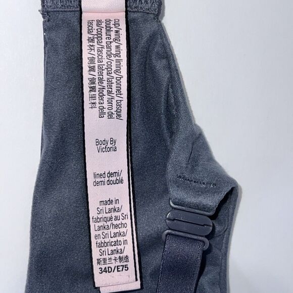 Victoria Secret Body Bra 34D Gray Lined Demi Underwire Sexy Comfortable - Picture 6 of 6